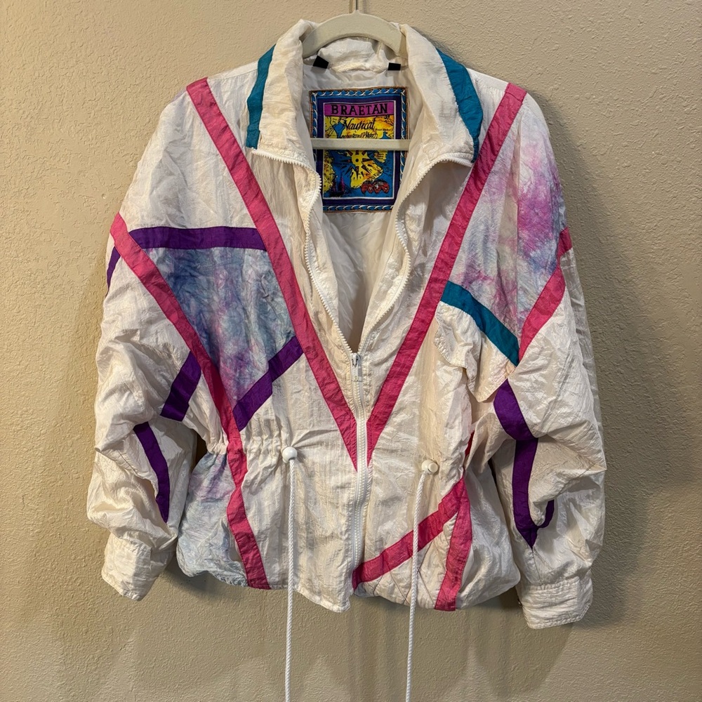 Braetan Women's White Jacket with Pink and Purple Accents